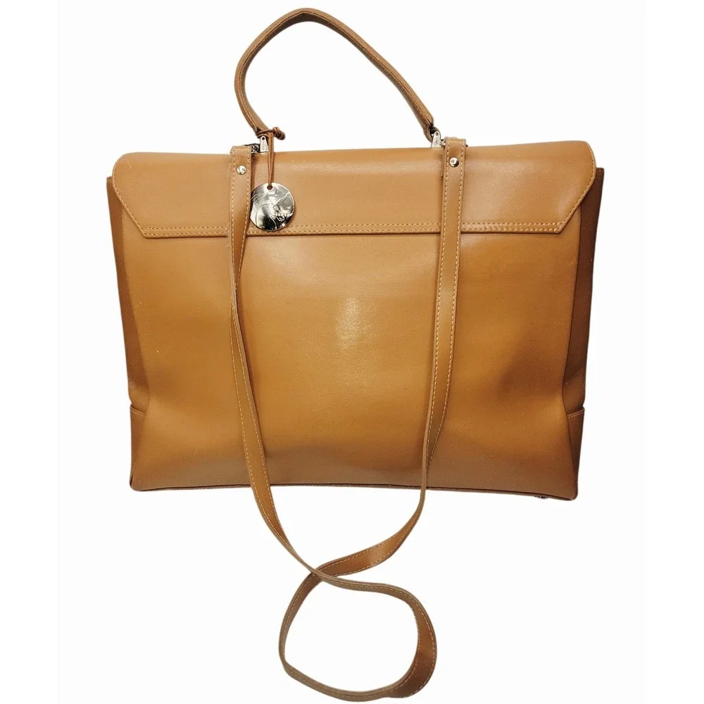 Lamarthe Paris Tan Leather Satchel Handbag Top Handle Bag - Picture 2 of 16